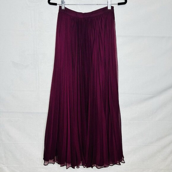 Anthropologie Pankaj & Nadhi Deep Purple Wine Pleated Maxi Skirt Size XS India - Picture 4 of 7